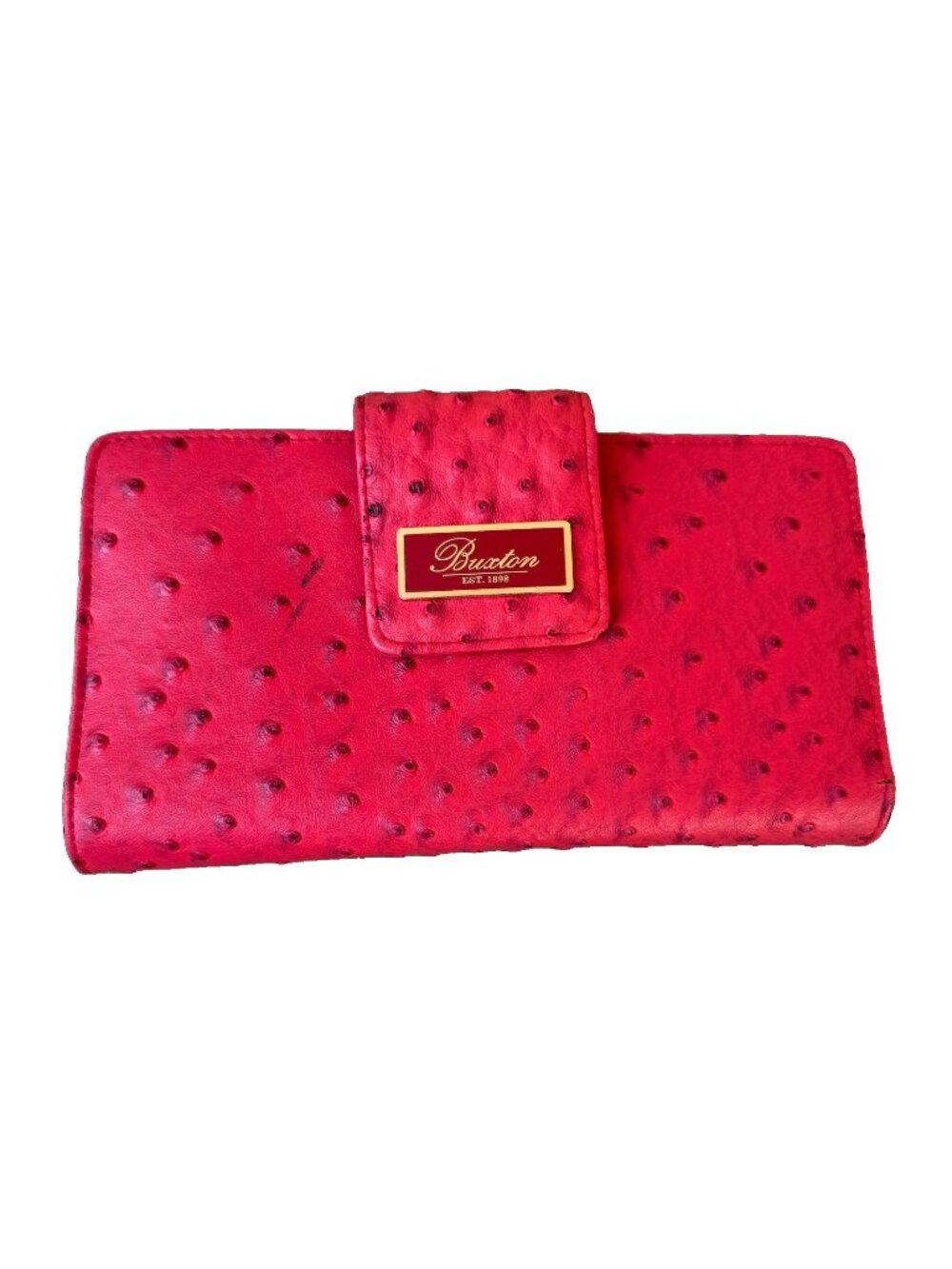 Vintage Y2K Buxton Red Checkbook Wallet Snap Closure ID Window Credit Card Slots